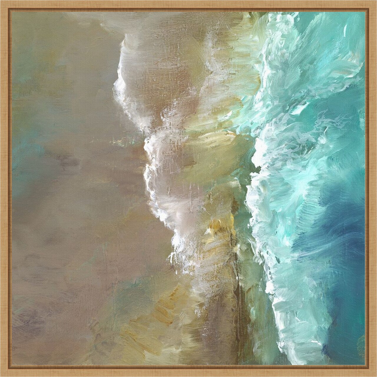 Aerial Coast III by Sheila Finch 16-in. W x 16-in. H. Canvas Wall Art Print Framed in Natural